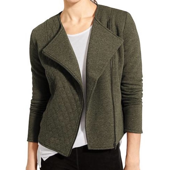 Athleta Jackets & Blazers - Athleta Belvedere green quilted Moto jacket